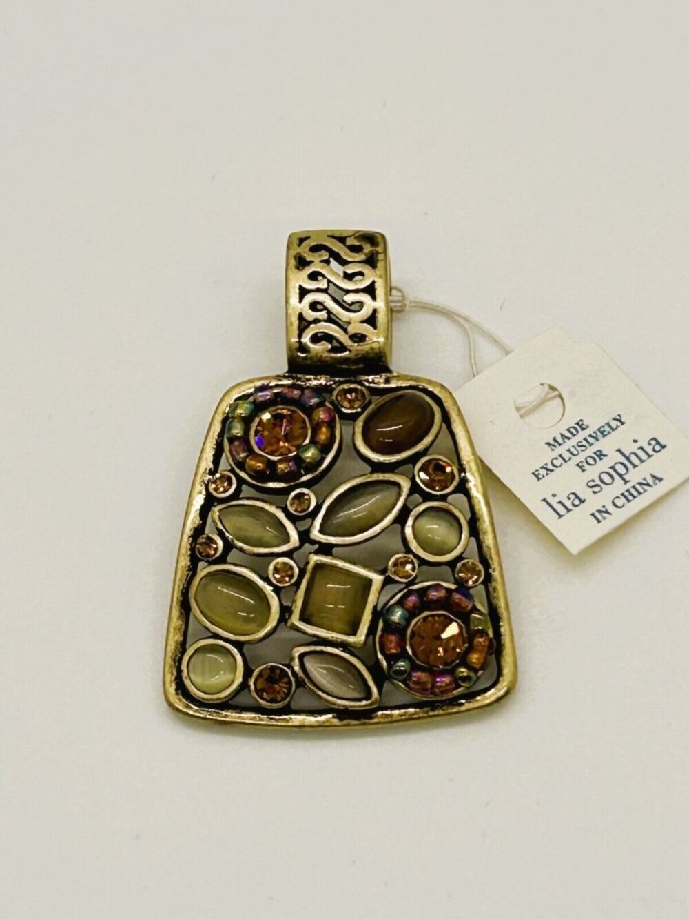 Lia Sophia Gold-Tone Pendant With Cabochon Navette Rhinestones Brass-tone - Picture 4 of 7